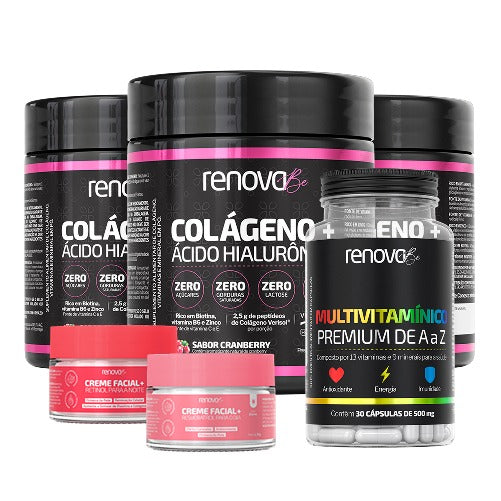 3 Colágenos Verisol® + 1 Retinol + 1 Resveratrol + 1 Multivitamínico