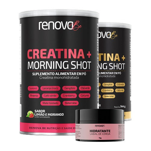 2 Creatinas Morning Shot + 1x Hidratante Labial